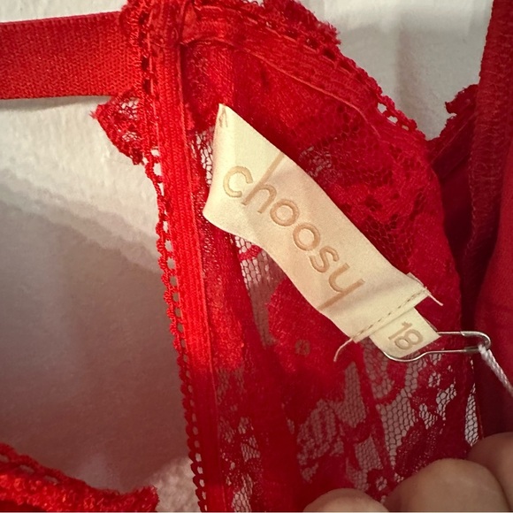 Choosy Womens Sleeveless Red Polka Dot Ruffle Lace Maxi Lingerie Dress Sz 18 NWT - Picture 14 of 14